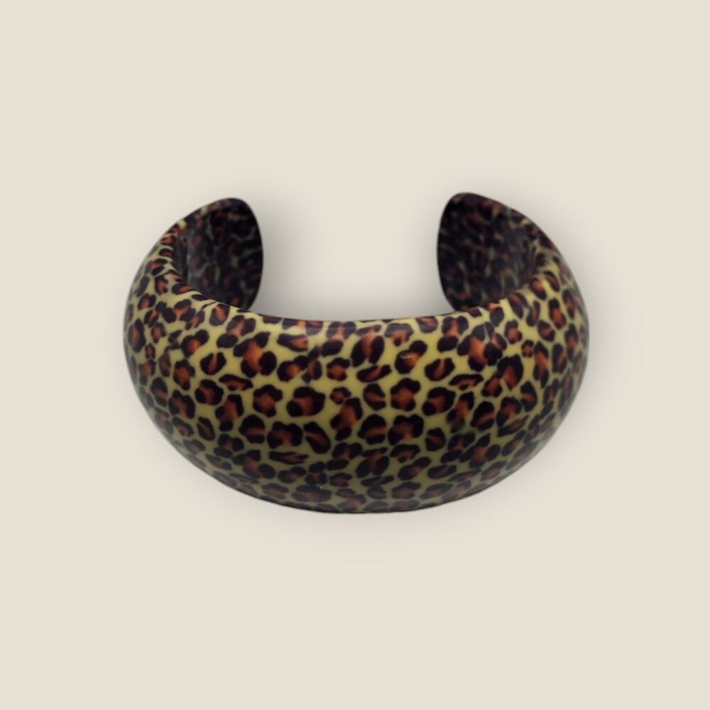 Leopard Print Cuff Bracelet Chunky Bangle Animal Print Y2K Mob Wife Bold